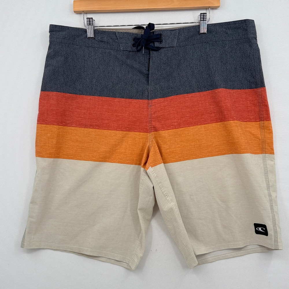 O'Neill Board Shorts Men 38 Multicolor Striped Retro Surf Coastal Skate Tropical